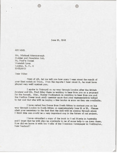 Letter from Mark H. McCormack to Michael Attenborough