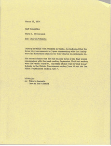 Memorandum from Mark H. McCormack to golf committee