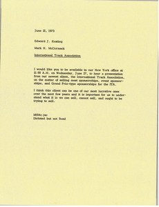 Memorandum from Mark H. McCormack to Edward J. Keating