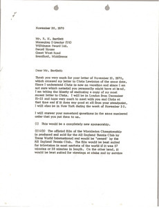 Letter from Mark H. McCormack to R. H. Bartlett