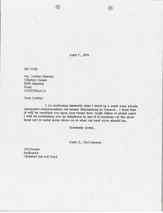 Letter from Mark H. McCormack to Jackie Stewart