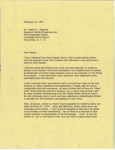 Letter from Mark H. McCormack to Simon B. Pendock