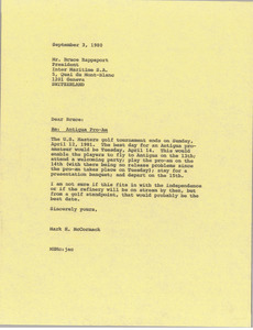 Letter from Mark H. McCormack to Bruce Rappaport