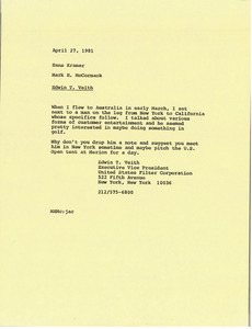 Memorandum from Mark H. McCormack to Hans Kramer