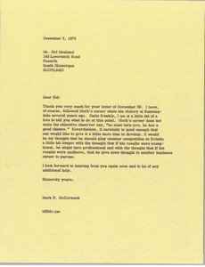 Letter from Mark H. McCormack to Sid Mouland