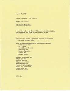 Memorandum from Mark H. McCormack to Arthur Rosenblum