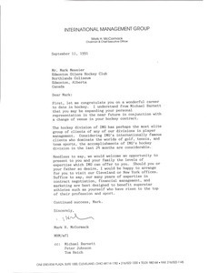 Letter from Mark H. McCormack to Mark Messier