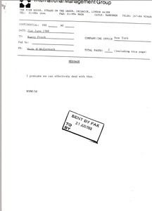 Fax from Mark H. McCormack to Barry Frank