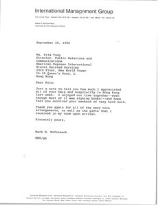 Letter from Mark H. McCormack to Rita Tung