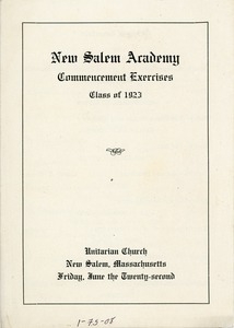 Program for the 1923 New Salem Academy commencement exercises