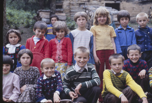 Closeup of school children in Volce