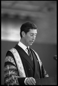 Prince Charles speaking at the 350th anniversary celebration of Harvard University