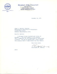 Letter from Christopher Iannella to Elmer C. Bartels