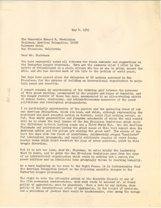 Letter from Ely Culbertson to United States Delegation to the United Nations Conference on International Organization