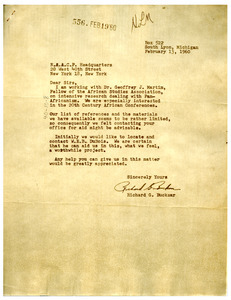 Letter from Richard G. Bucksar to N.A.A.C.P.
