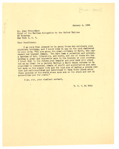 Letter from W. E. B. Du Bois to Jean Price-Mars
