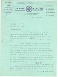 Letter from Louis R. W. Johnson to W. E. B. Du Bois