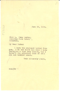 Letter from W. E. B. Du Bois to Emma Snyder