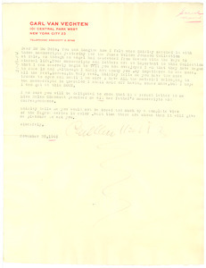 Letter from Carl Van Vechten to W. E. B. Du Bois