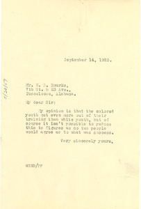 Letter from W. E. B. Du Bois to H. S. Rourke