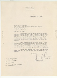 Letter from National Council of Arts, Sciences and Professions to W. E. B. Du Bois