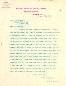 Letter from the United States Census Office to W. E. B. Du Bois