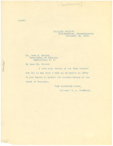 Letter from Harry A. Garfield to John. R. Wright