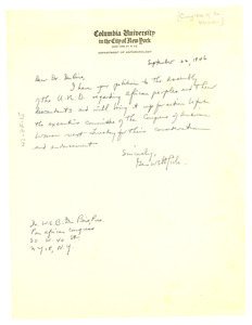 Letter from Congress of American Women to W. E. B. Du Bois