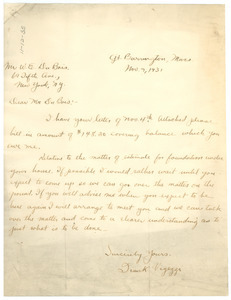 Letter from Frank Vigezzi to W. E. B. Du Bois