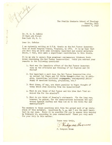 Letter from P. Rodgers Brown to W. E. B. Du Bois
