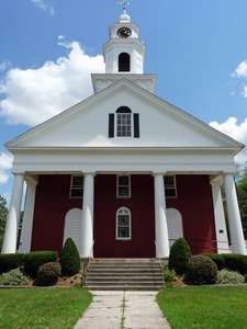 Montague Center Library: three-quarter exterior view of the front of the library