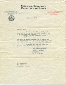 Letter from W. E. B. Du Bois to Thomas Bell