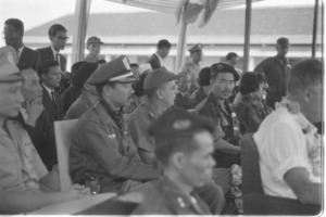 Brig. gen Ton-That-Xung, Nguyen Cao Ky, Col. Jasper Wilson, Col. Nguyen Chanh Thi; Saigon.