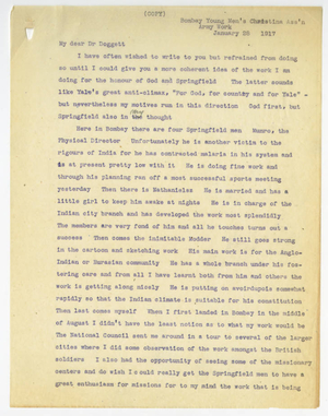 A transcript of a letter from Felix Rossetti to Laurence L. Doggett (January 28, 1917)