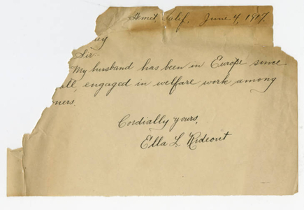 Letter from Ella L. Rideout (June 4, 1917)
