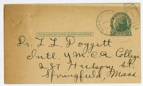 Postcard from Walter S. Williams to Laurence L. Doggett (July 26, 1917)
