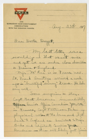 Letter from Frank B. Wilson to Laurence L. Doggett (August 23, 1917)