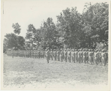 Army Air Corps in formation on the campus of Springfield College (May 1943)