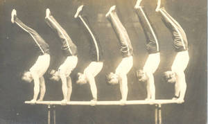 Postcard of Gymnasts on Parallel Bars