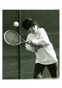 Jennifer Deprete hitting the tennis ball (1994-1995?)