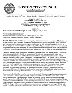 Committee on Envirronment and Parks hearing minutes, September 21, 2015