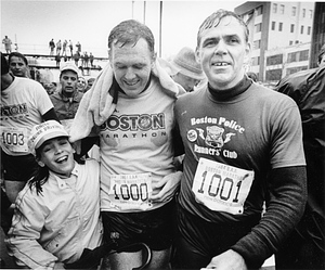 Mayor Raymond L. Flynn at Boston Marathon finish line