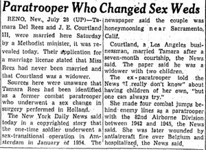 Paratrooper Who Changed Sex Weds