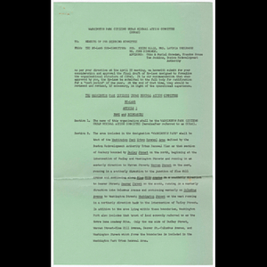 The Washington Park Citizens Urban Renewal Action Committee (CURAC), final draft of by-laws