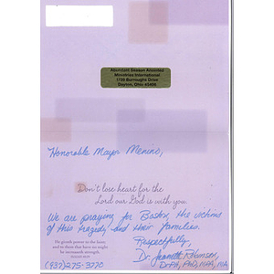 Card from Abundant Season Anointed Ministries International (Dayton, Ohio)