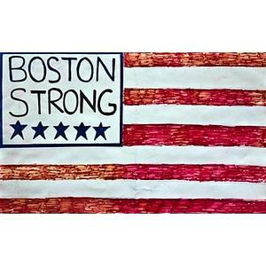 Hand drawn "Boston Strong" American flag from the Copley Square Memorial