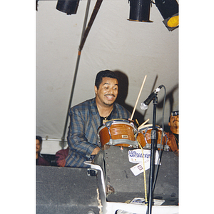 A man plays the drums at the Festival Puertorriqueño