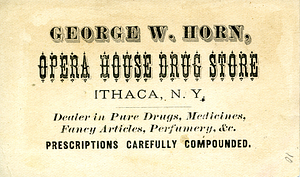 Opera House drug store, George W. Horn