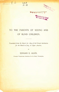 To the parents of seeing and of blind children