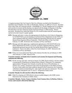 City Council meeting minutes, February 11, 2009